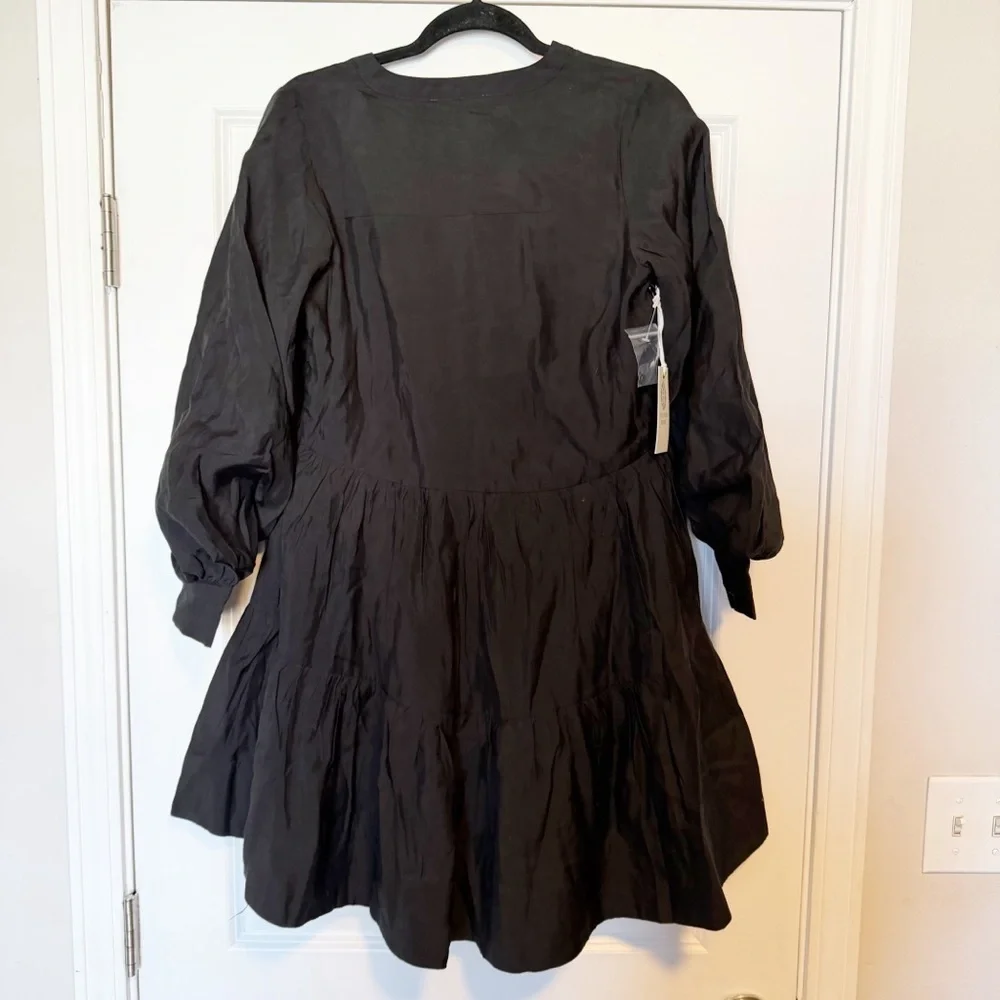 Hyacinth House Tuckernuck black amid mini cotton blend pleated lined dress